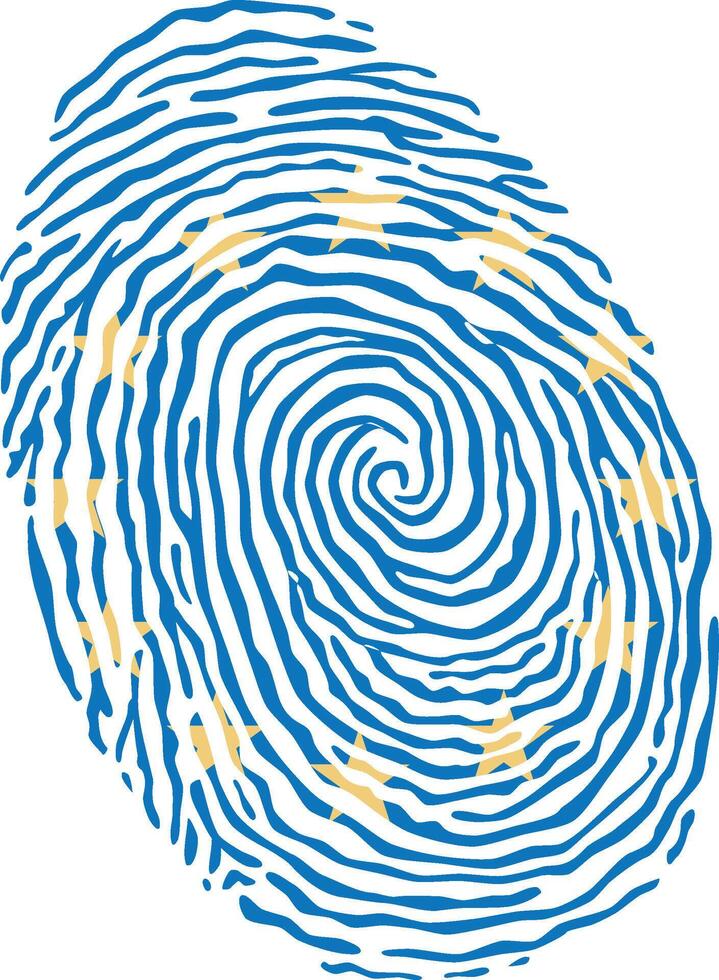 Fingerprint colored with the flag of the European Union vector