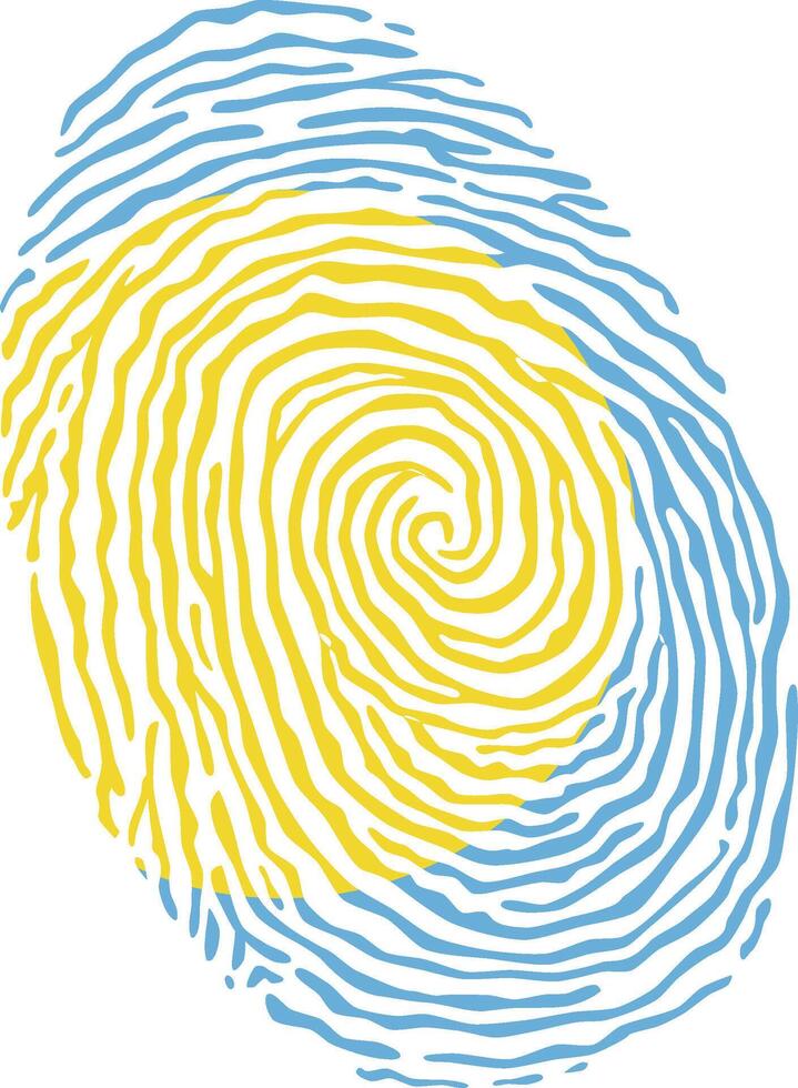 Fingerprint colored with the national flag of Palau vector