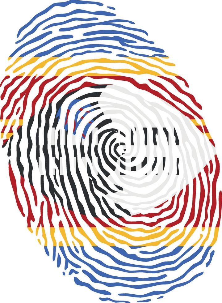 Fingerprint colored with the national flag of Swaziland vector