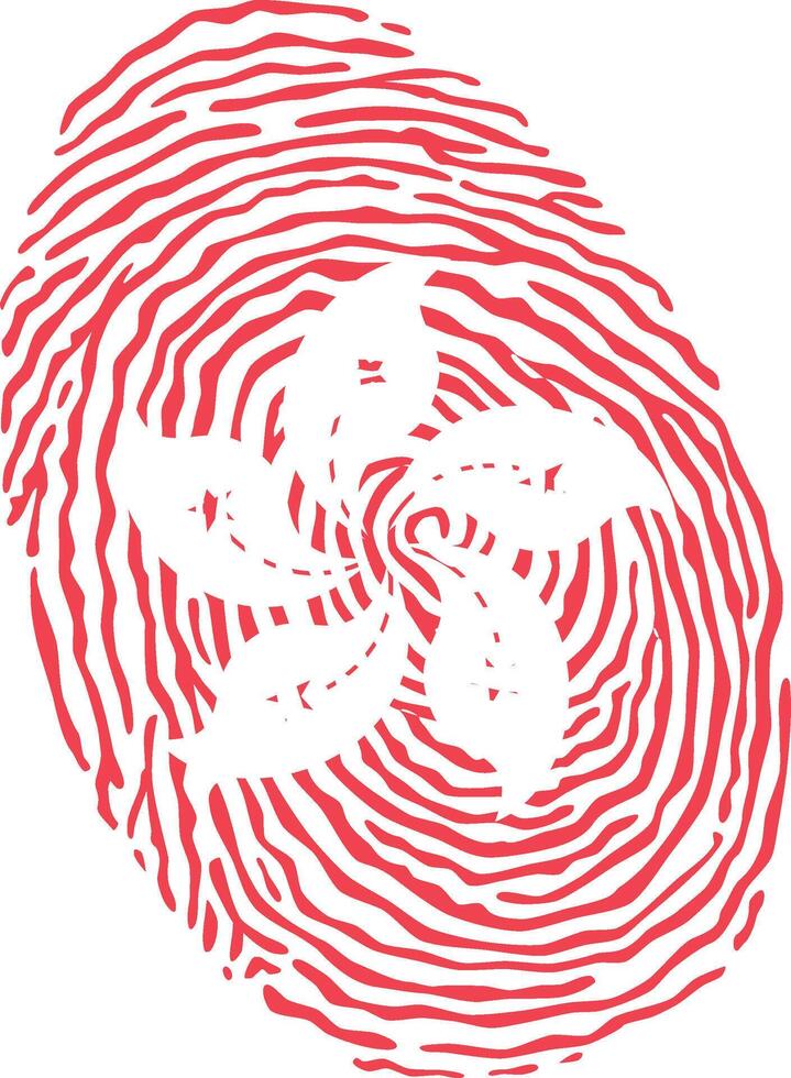 Fingerprint colored with the national flag of Hong Kong vector