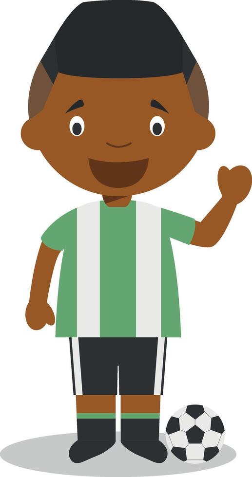 Cute cartoon illustration of a black or african american male football player. vector
