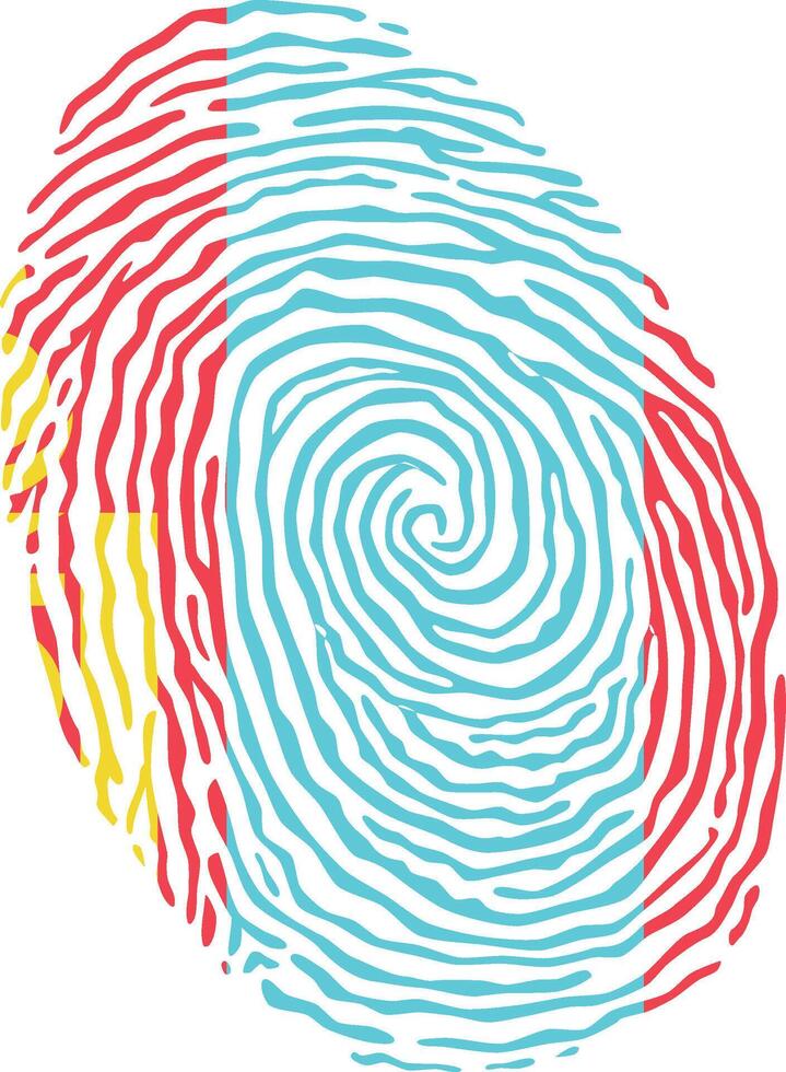 Fingerprint colored with the national flag of Mongolia vector