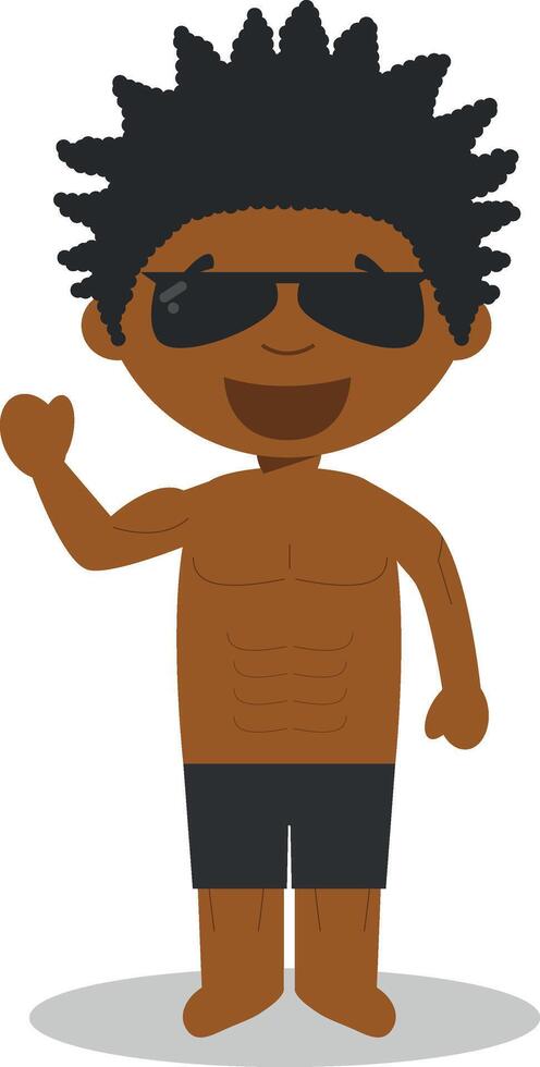 Cute cartoon illustration of a black or african american male model. vector