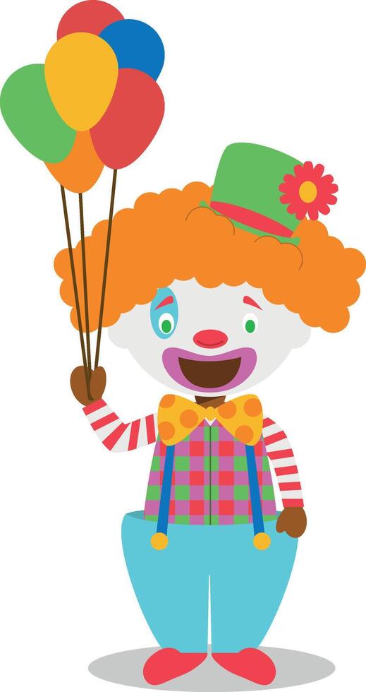 Cute cartoon illustration of a black or african american clown. vector
