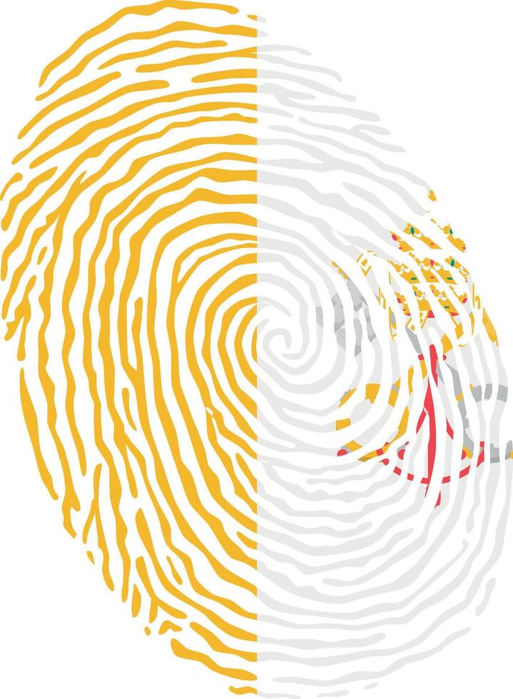 Fingerprint colored with the national flag of Vatican City vector
