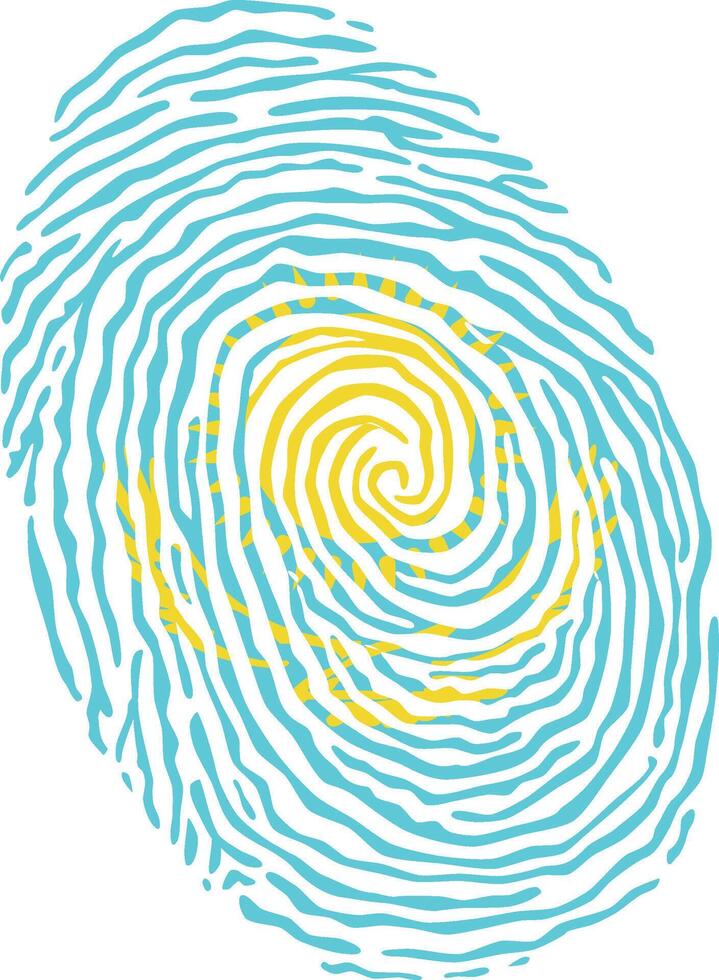 Fingerprint colored with the national flag of Kazakhstan vector