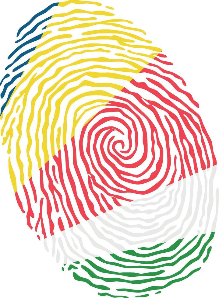 Fingerprint colored with the national flag of Seychelles vector