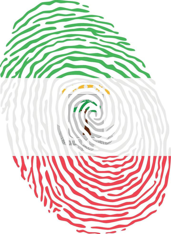 Fingerprint colored with the national flag of Equatorial Guinea vector