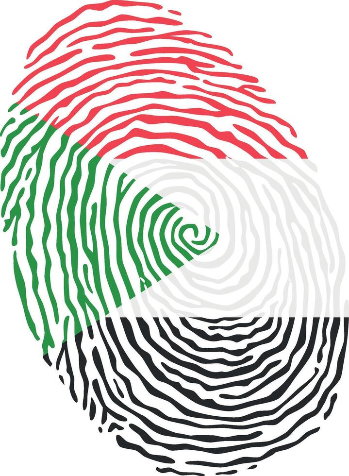 Fingerprint colored with the national flag of Sudan vector