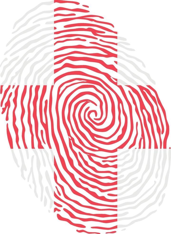 Fingerprint colored with the national flag of England vector