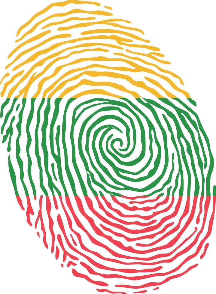 Fingerprint colored with the national flag of Lithuania vector