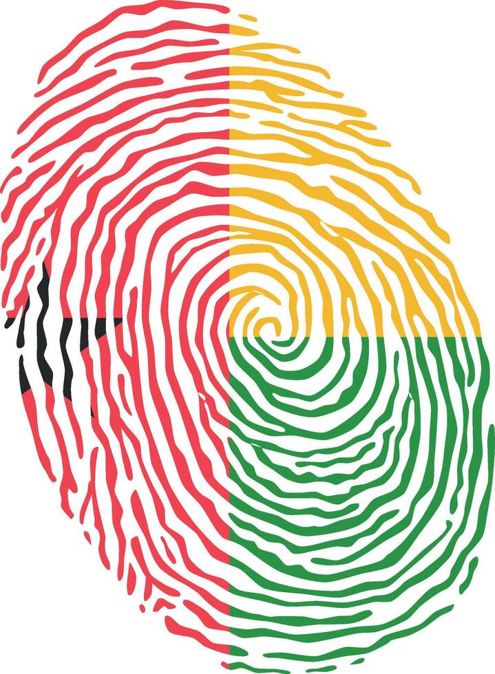Fingerprint colored with the national flag of Guinea Bissau vector
