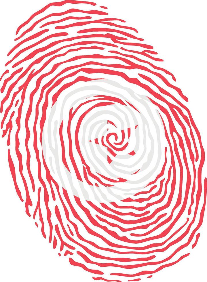 Fingerprint colored with the national flag of Tunisia vector