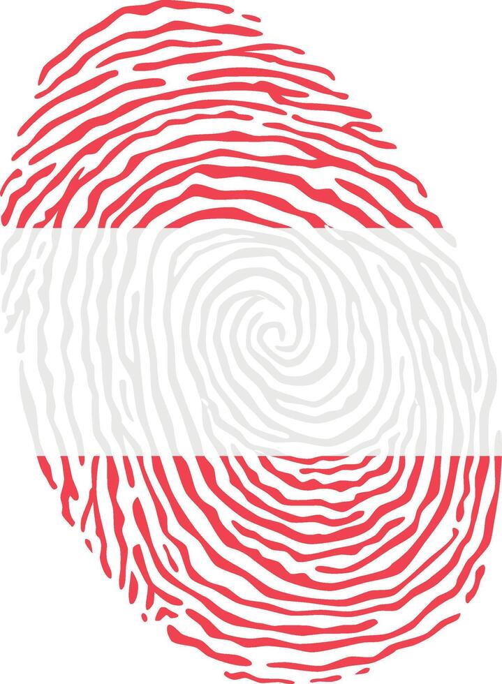 Fingerprint colored with the national flag of Austria vector