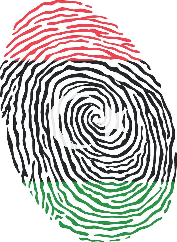 Fingerprint colored with the national flag of Libya vector