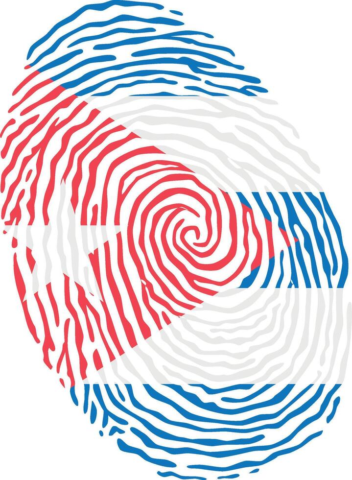 Fingerprint colored with the national flag of Cuba vector