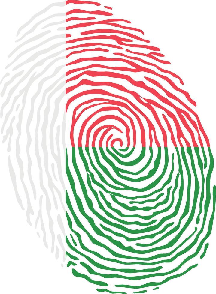 Fingerprint colored with the national flag of Madagascar vector
