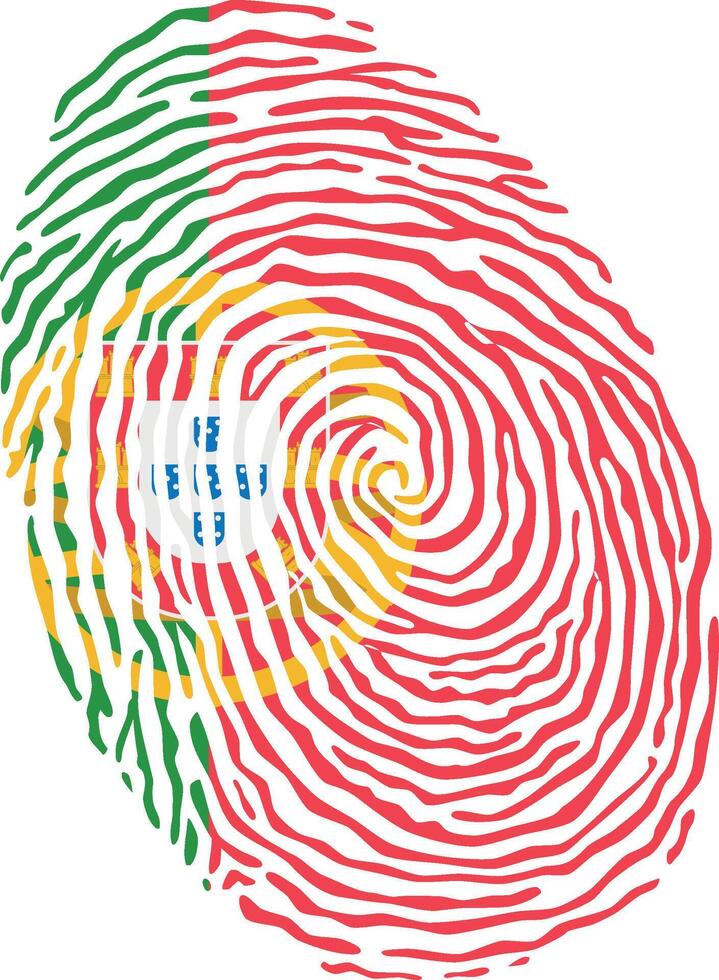 Fingerprint colored with the national flag of Portugal vector