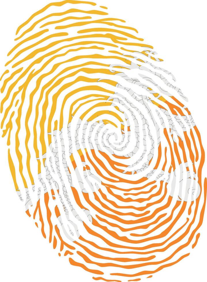 Fingerprint colored with the national flag of Bhutan vector
