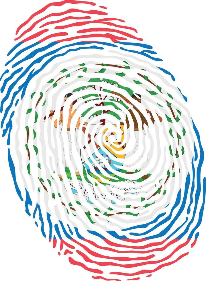 Fingerprint colored with the national flag of Belize vector