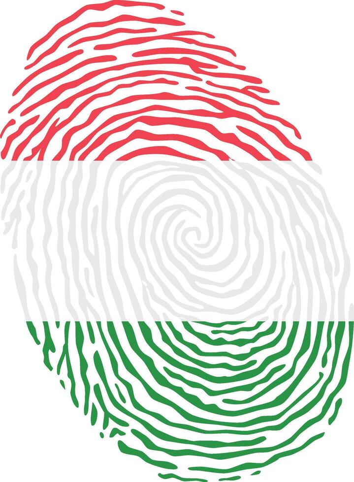 Fingerprint colored with the national flag of Hungary vector