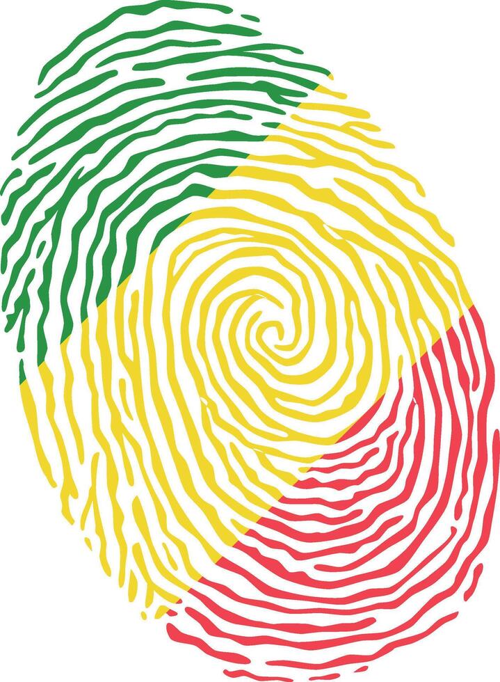 Fingerprint colored with the national flag of Congo vector