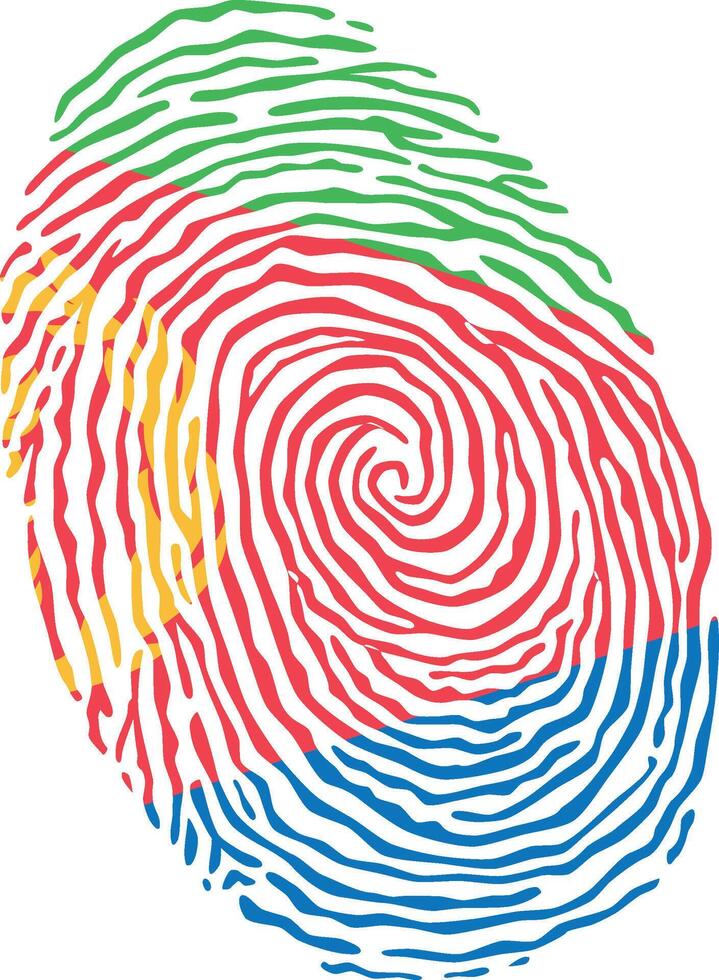 Fingerprint colored with the national flag of Eritrea vector