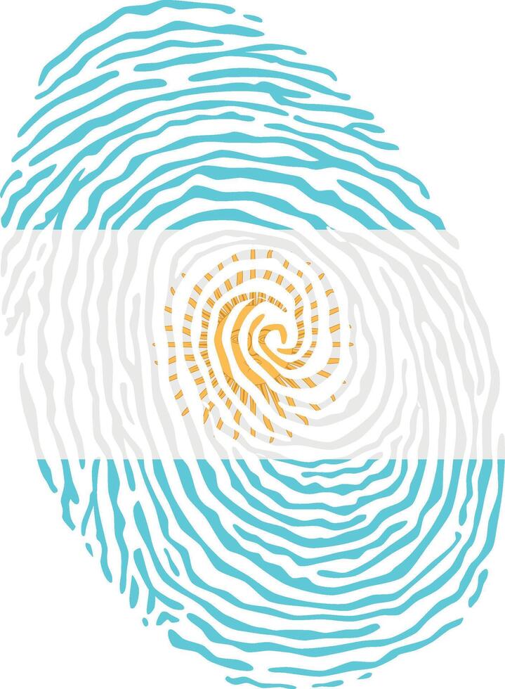 Fingerprint colored with the national flag of Argentina vector