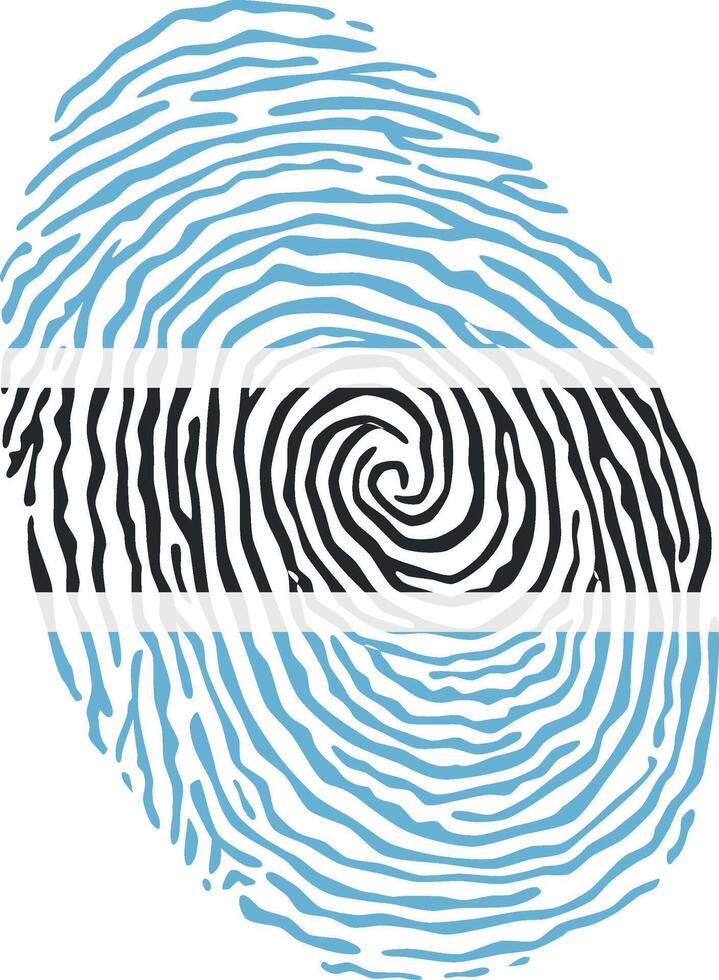 Fingerprint colored with the national flag of Botswana vector