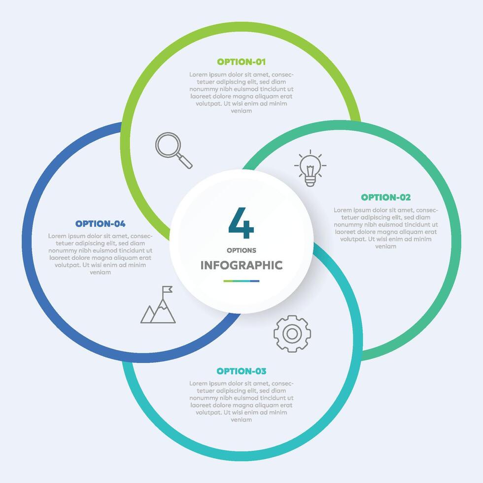 Circle chart infographic template with 4 options for presentations vector