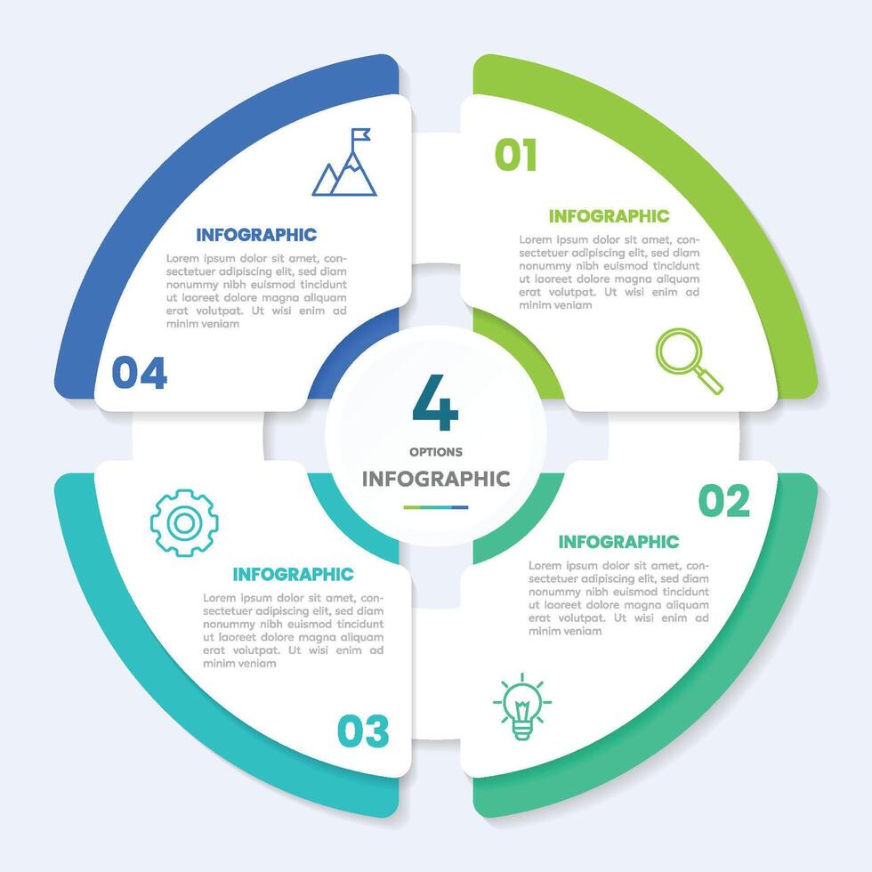 Circle chart infographic template with 4 options for presentations vector