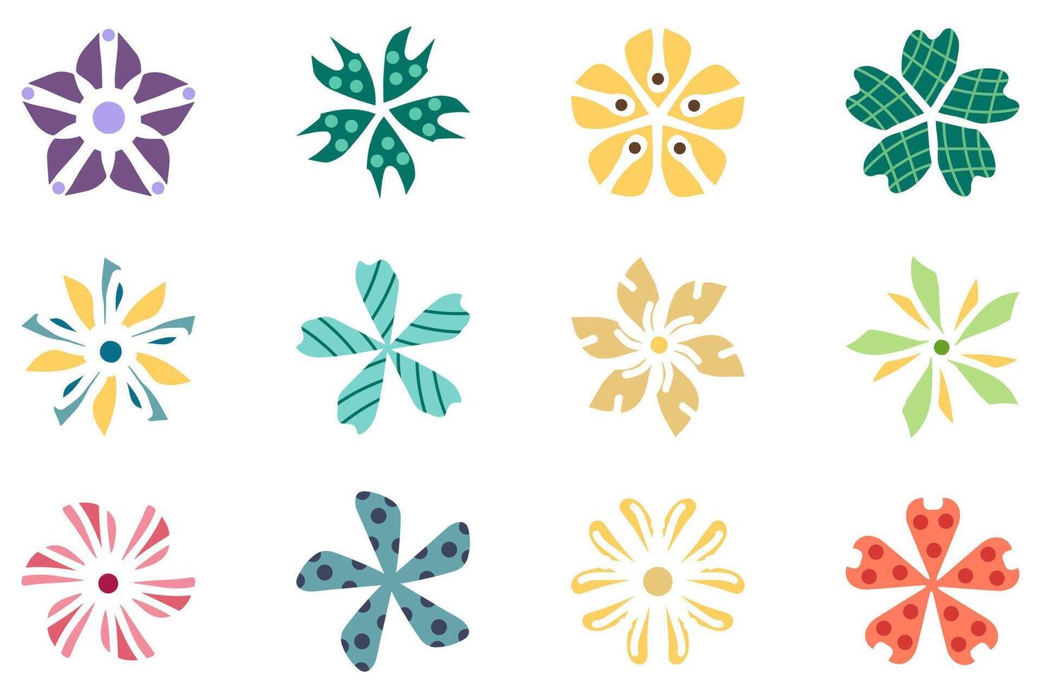 Flower icon set. Botanical floral design vector