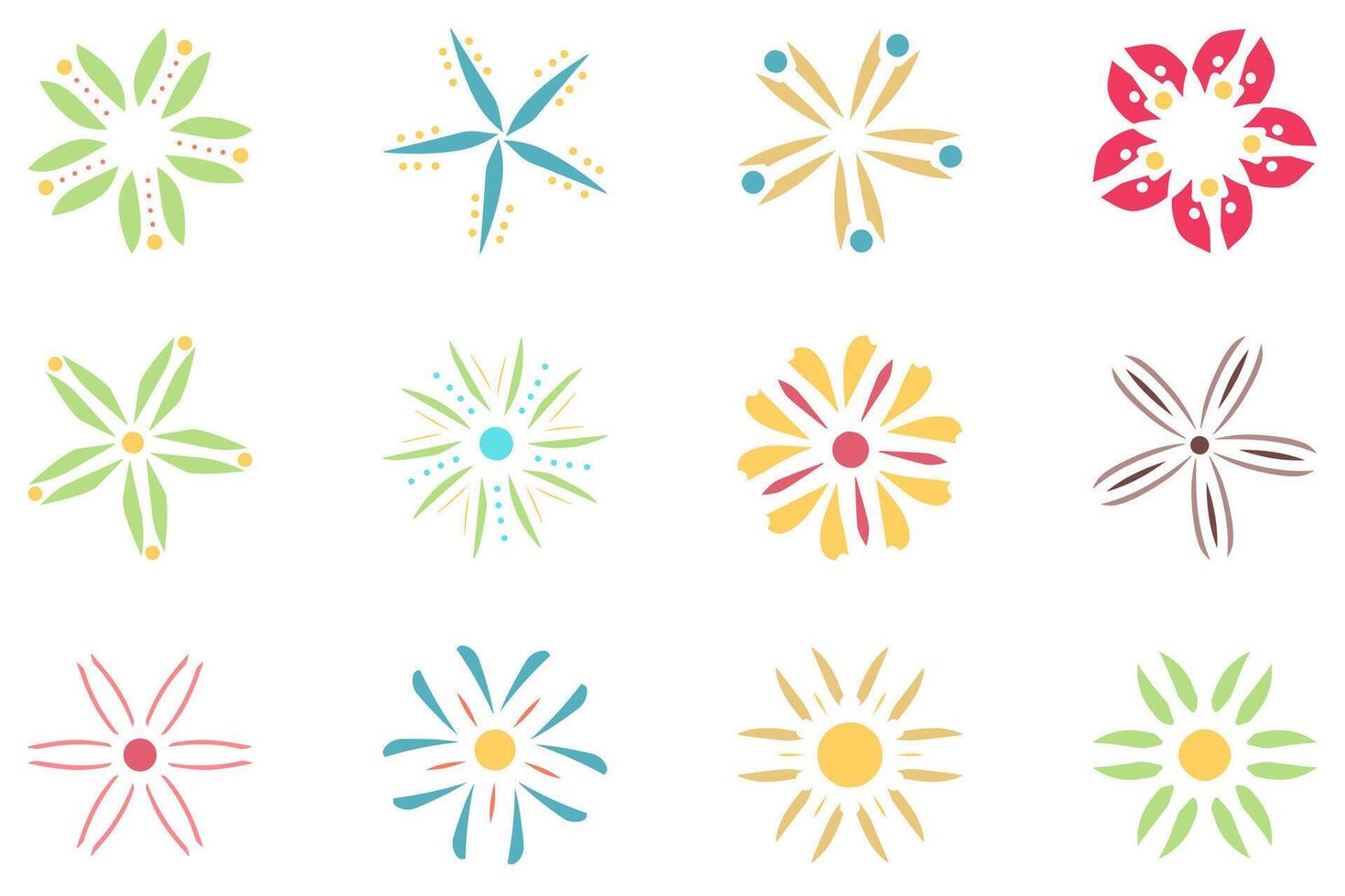 Flower icon set. Botanical floral design vector