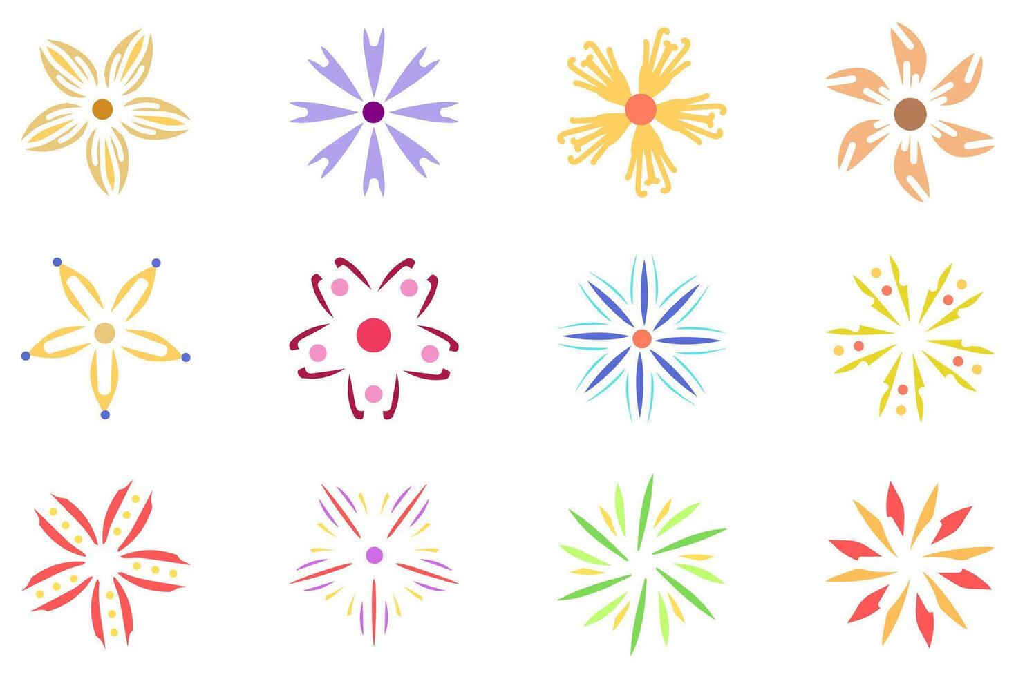 Flower icon set. Botanical floral design vector