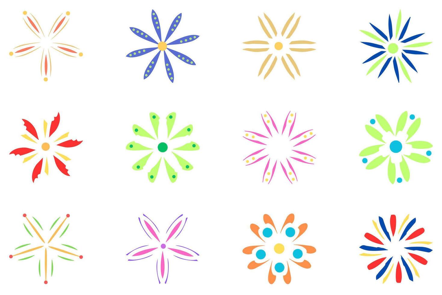Flower icon set. Botanical floral design vector