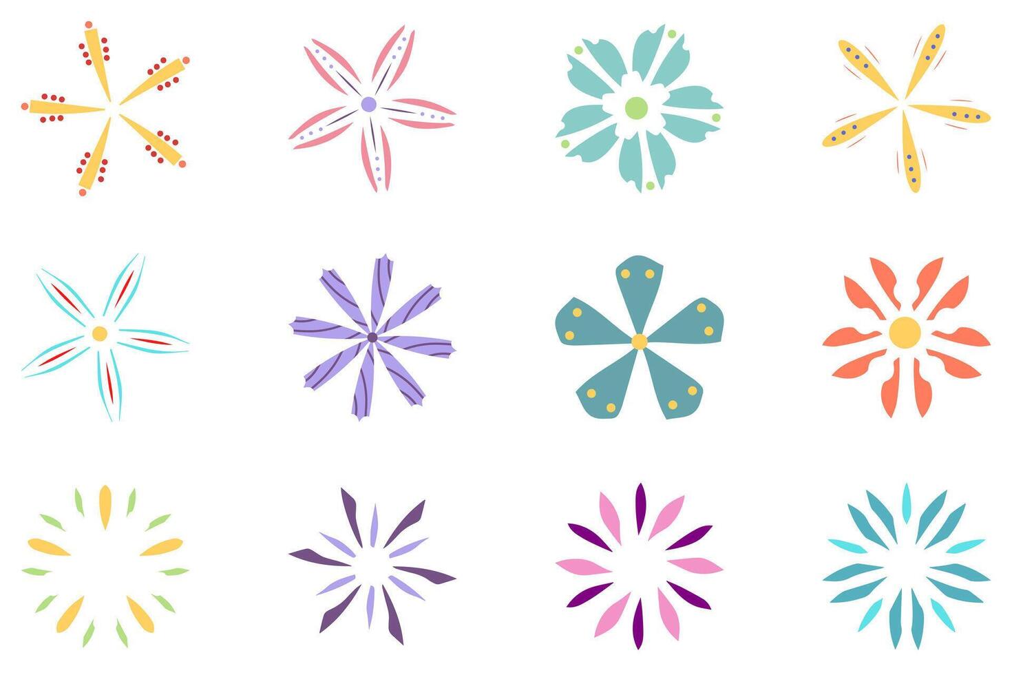Flower icon set. Botanical floral design vector