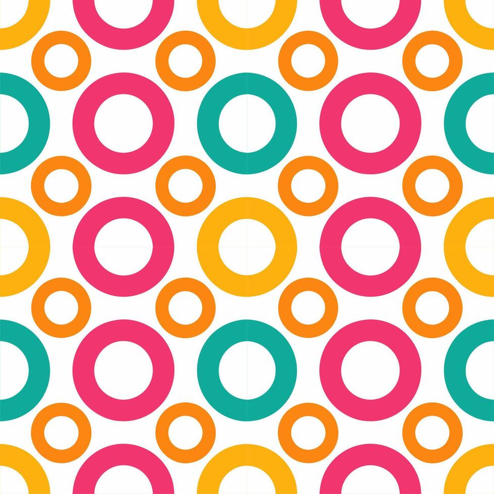 A seamless pattern of colorful circles in slightly, creating a vibrant, playful, and dynamic design. vector
