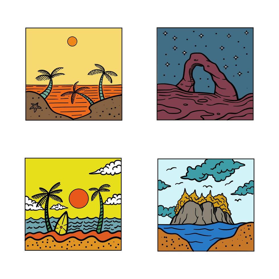 nature view hand drawing illustration for template, design, background, website, icon, etc vector