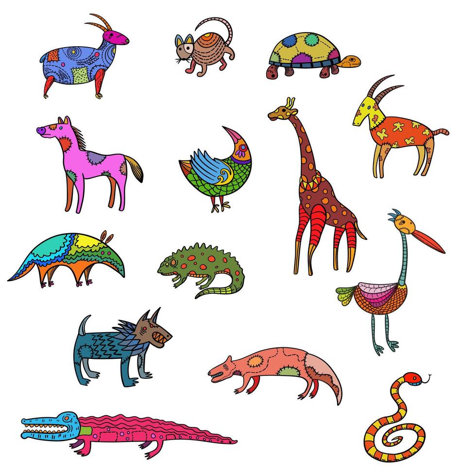 animal doodle hand drawing for design, template, website, character, icon, etc vector