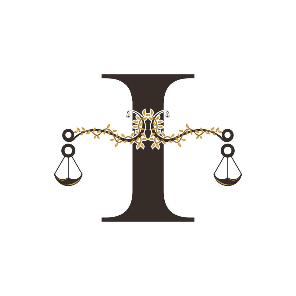 Justice logo design with concept letter I vector