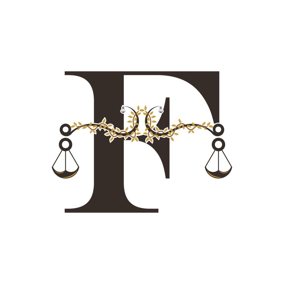 Justice logo design with concept letter F vector