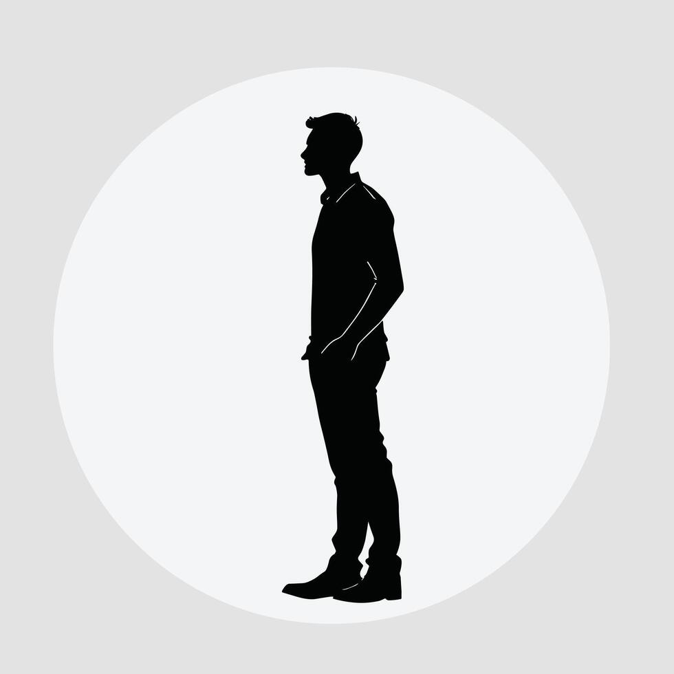Man standing silhouette shape black color on isolated background illustration design vector