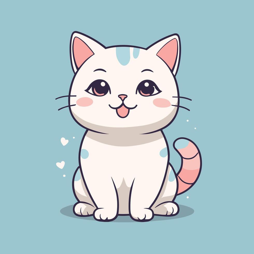 Adorable orange and white cartoon kitten vector