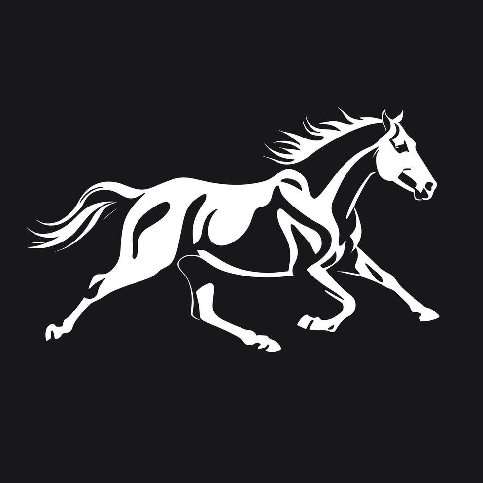 Running horse black silhouette on isolated background vector