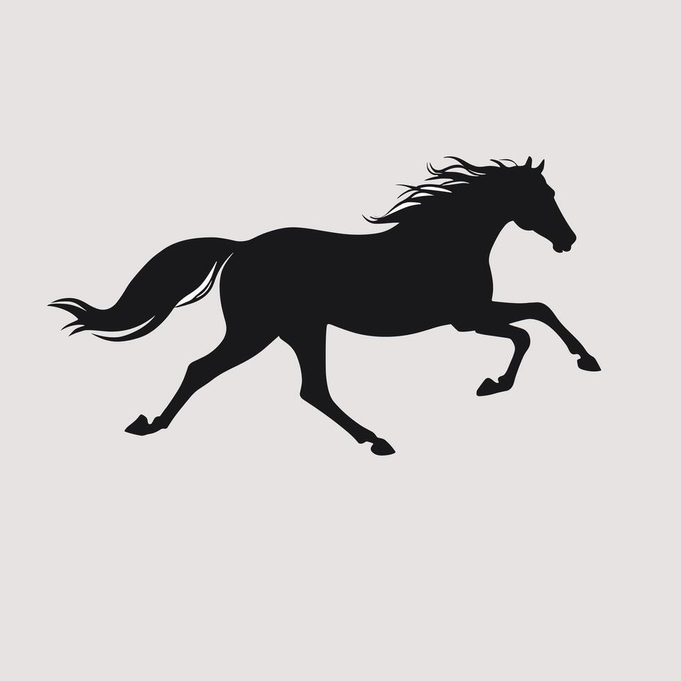 Running horse black silhouette on isolated background vector