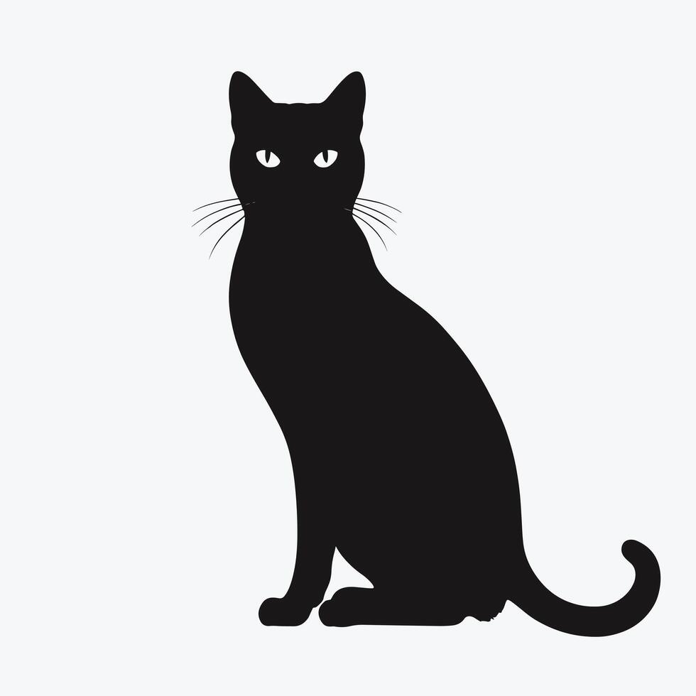 Black cat silhouette illustration vector