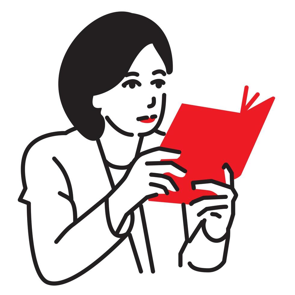 illustration of someone reading a red book vector