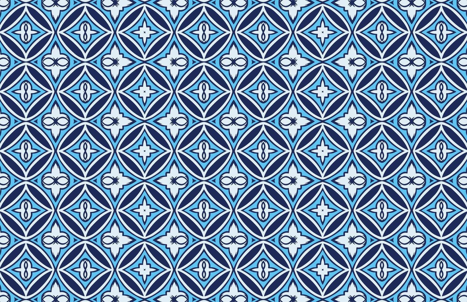 Blue and white geometric shapes fabric pattern vector