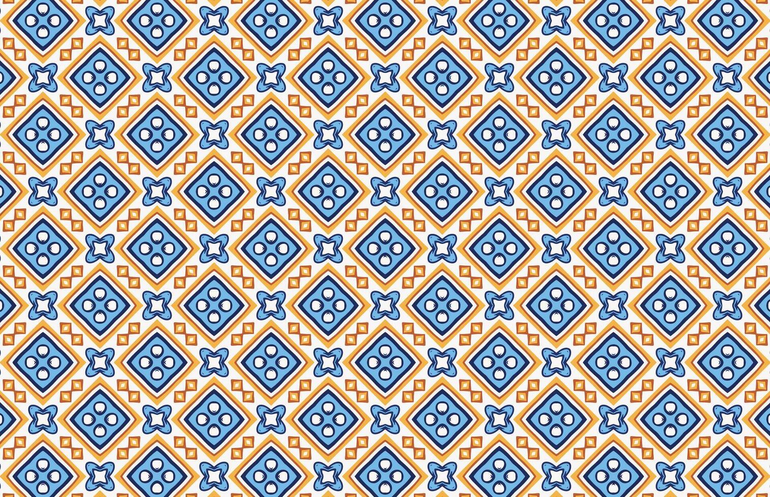 Blue and yellow geometric shapes fabric pattern vector