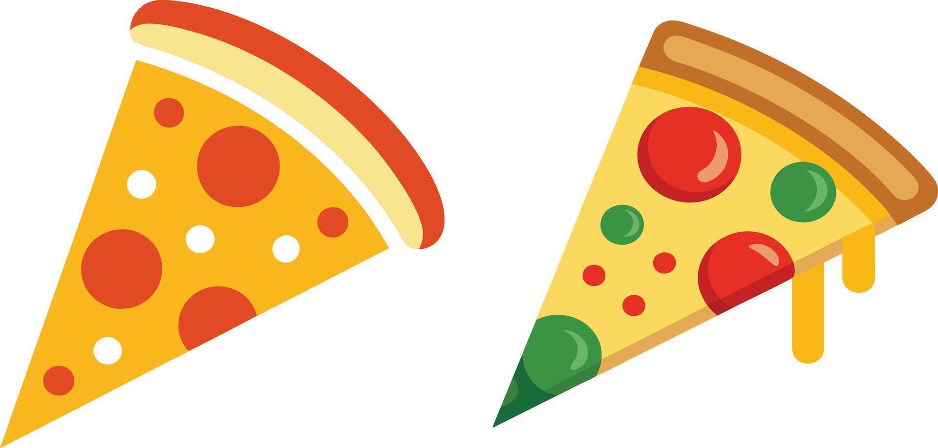 A set of 2 Pizza slice, illustration. vector